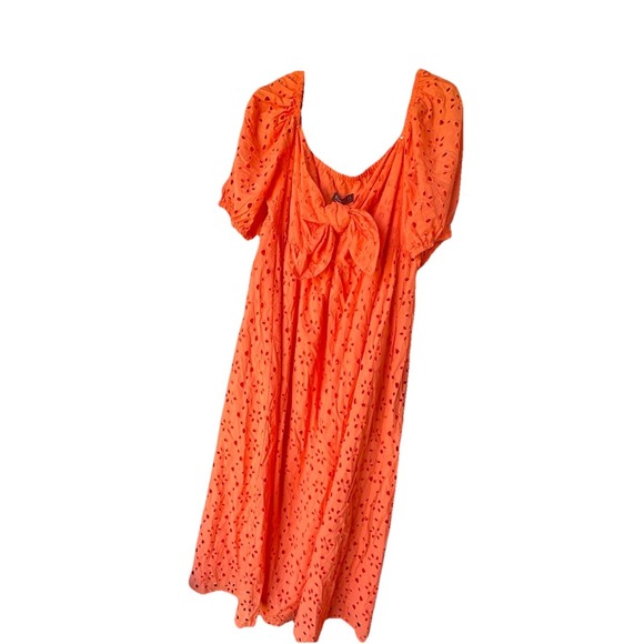 Eloquii Orange Tie Front eyelet Dress, Plus Size 20 - Picture 8 of 8
